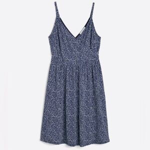 Kaileigh Jelena Knit Wrap Spaghetti Strap Dress. Blue and White, size L